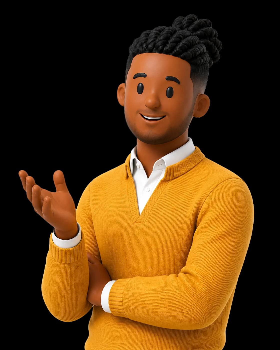 3D Jadan Jones character with folded arms